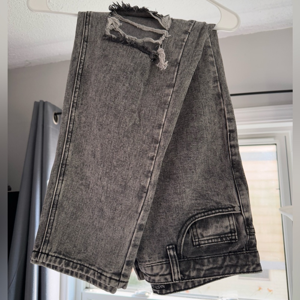 Nasty Gal Gray Skinny Jeans with Vintage Wash